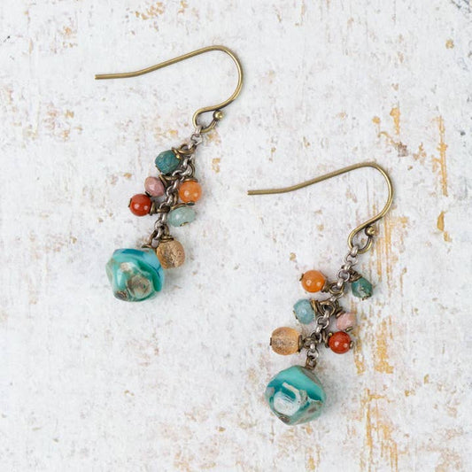 Anne Vaughan Earthen Czech Glass Cluster Earring