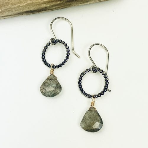 Laura J Designs Earrings Laura J Designs Oxidized Circle Earrings - Multiple Stones 99496158 Laura J Designs Oxidized Circle Earrings - Multiple Stones