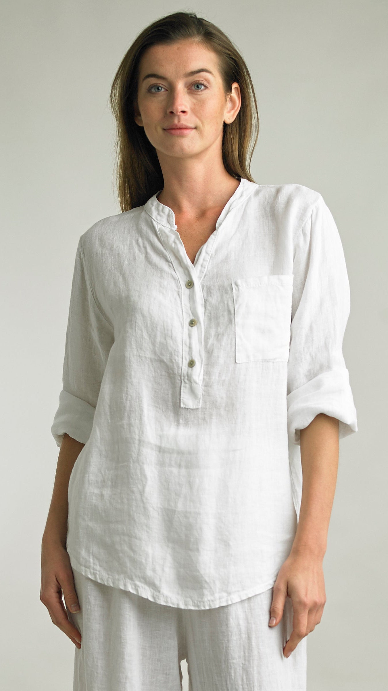 Tempo Paris Linen 3 Button Tunic - Multiple Colors