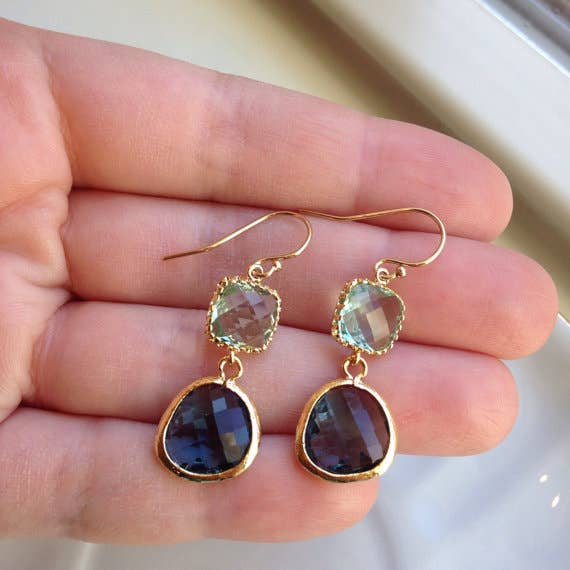 Laalee Jewelry Gold Plated Two Tier Drop Earring - Multiple Colors