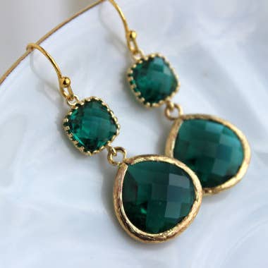 Laalee Jewelry Gold Plated Two Tier Drop Earring - Multiple Colors