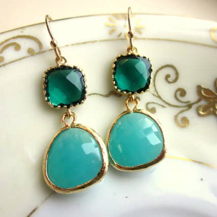 Laalee Jewelry Earrings Laalee Jewelry Gold Plated Two Tier Drop Earring - Multiple Colors 18739422 Laalee Jewelry Gold Plated Two Tier Drop Earring - Multiple Colors