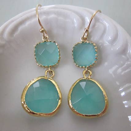 Laalee Jewelry Gold Plated Two Tier Drop Earring - Multiple Colors