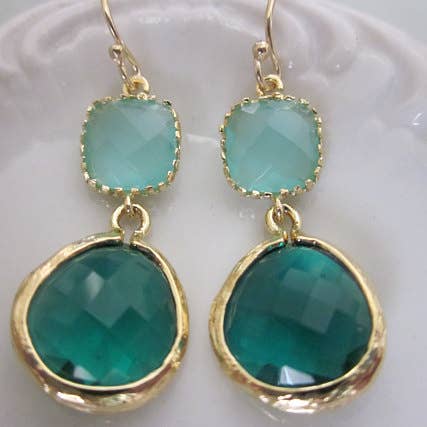 Laalee Jewelry Gold Plated Two Tier Drop Earring - Multiple Colors
