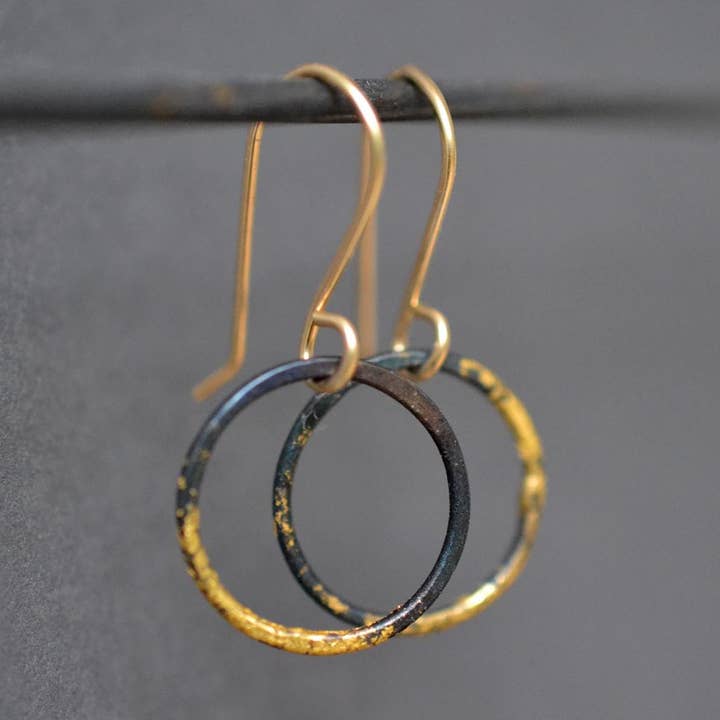 Metamorphosis Metals Earrings Metamorphosis Metals Small Steel and Gold Hoops 56951006 Metamorphosis Metals Small Steel and Gold Hoops