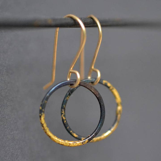 Metamorphosis Metals Earrings Metamorphosis Metals Small Steel and Gold Hoops 56951006 Metamorphosis Metals Small Steel and Gold Hoops