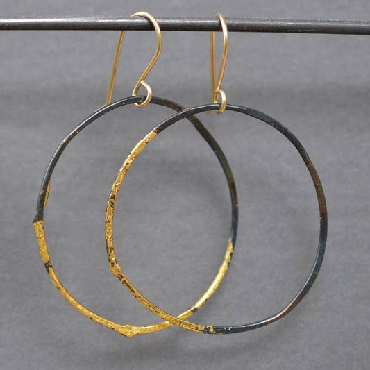 Metamorphosis Metals Earrings Metamorphosis Metals Large Steel and Gold Hoops 68369630 Metamorphosis Metals Large Steel and Gold Hoops