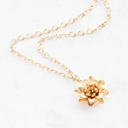 Pocket of Posies Gold Lotus Flower Necklace