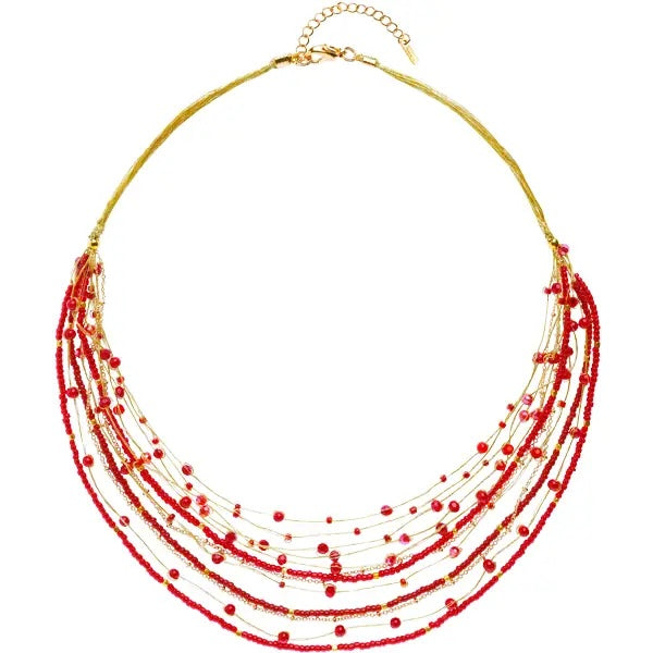 Marquet Lina Multistrand Beaded Floating Necklace - Multiple Colors