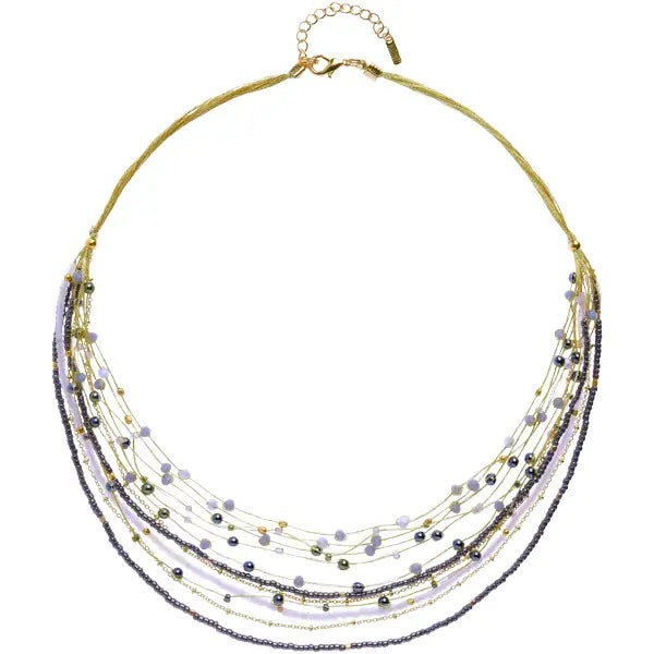 Marquet Lina Multistrand Beaded Floating Necklace - Multiple Colors