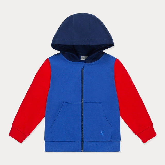 Color Block Zip Up Hooded Sweatshirt