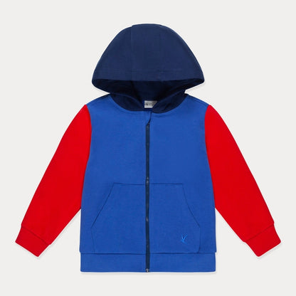 Color Block Zip Up Hooded Sweatshirt