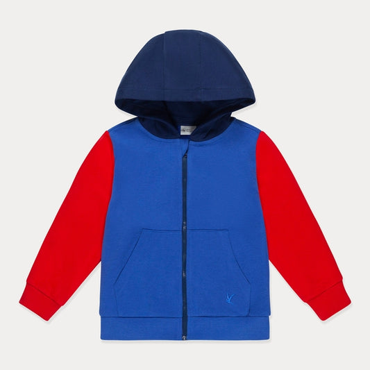 Color Block Zip Up Hooded Sweatshirt