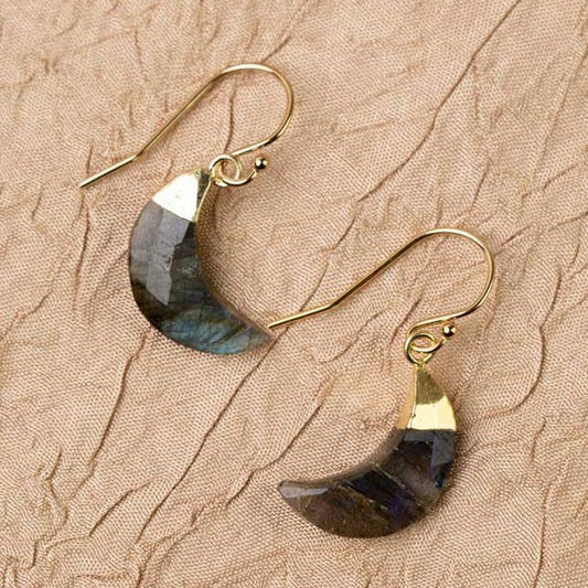 Anne Vaughan Crescent Blue Moon Labradorite Earring