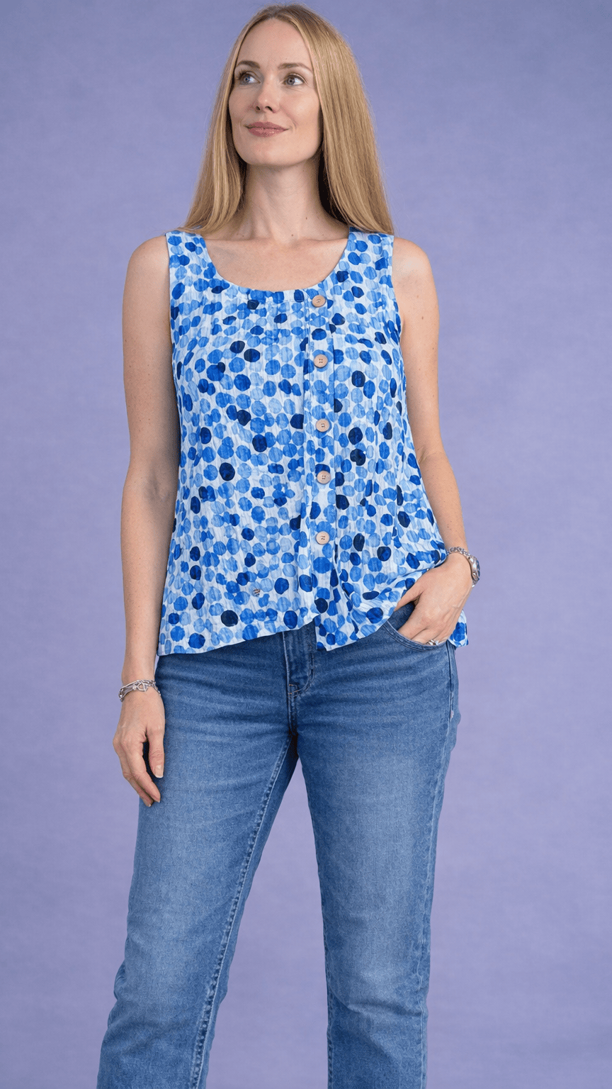 Shana Apparel Tanks Shana Apparel Off Center Button Tank 45460190 Shana Apparel Off Center Button Tank