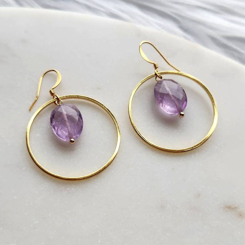 Edgy Petal Earrings Edgy Petal Amethyst Gold Circle Earrings 87292126 Edgy Petal Amethyst Gold Circle Earrings