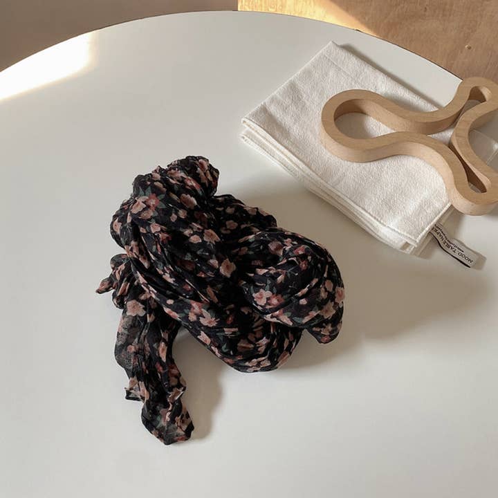 Lightweight Floral Ruched Scarf - Multiple Colors