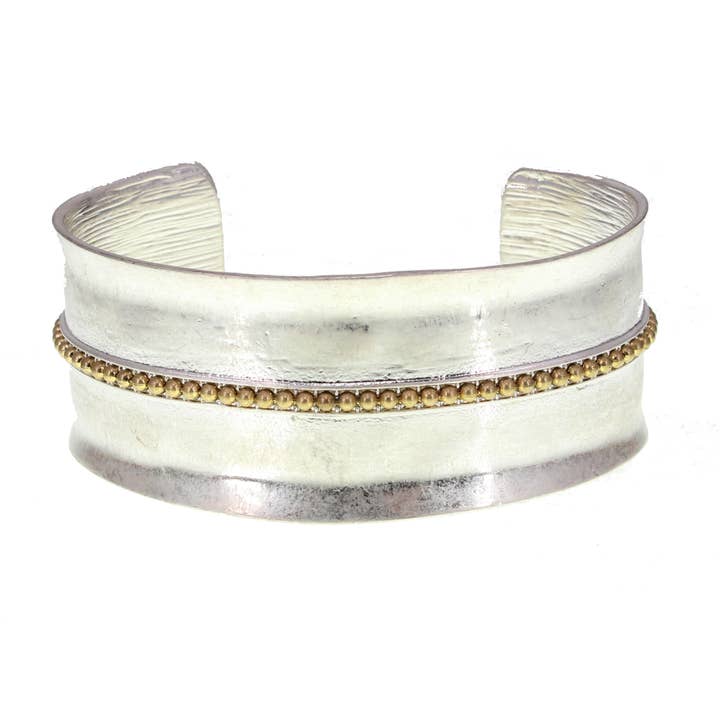 Kole Design Bracelets Kole Design Two-Tone Metal Cuff Bracelet - Multiple Metals 87835614 Kole Design Two-Tone Metal Cuff Bracelet - Multiple Metals