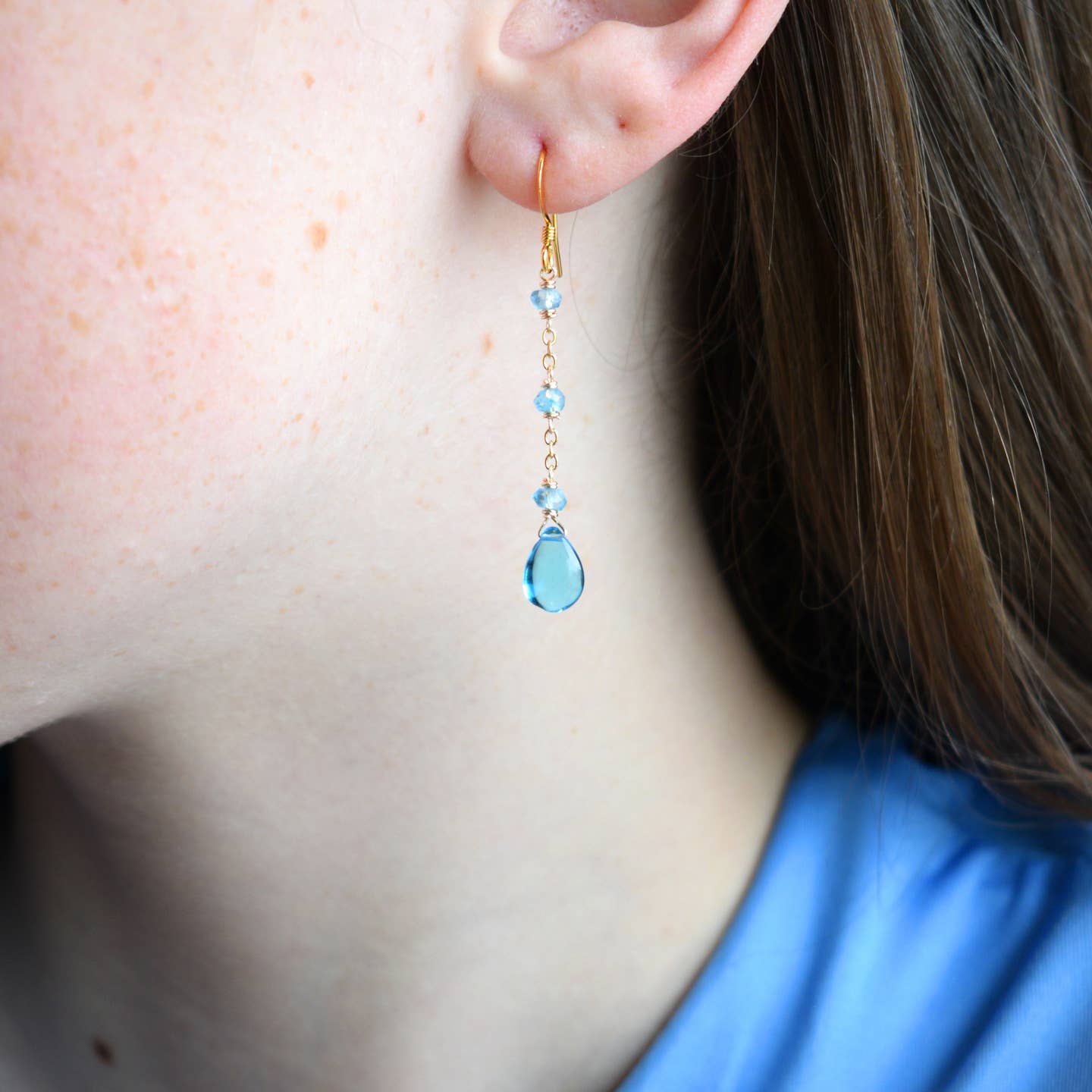 Edgy Petal Earrings Edgy Petal Smooth Blue Quartz Chain and Rondelle Earrings 33821918 Edgy Petal Smooth Blue Quartz Chain and Rondelle Earrings