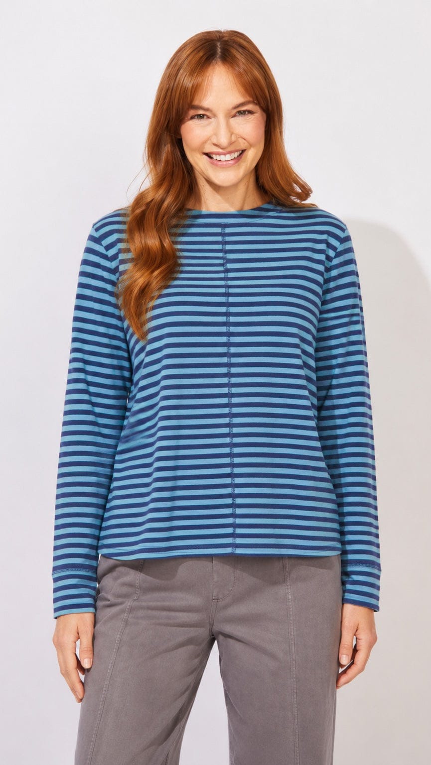 Escape by Habitat Tees Escape Verona Stripe Layover Mock Neck Tee - Multiple Colors 60438238 Escape Verona Stripe Layover Mock Neck Tee - Multiple Colors