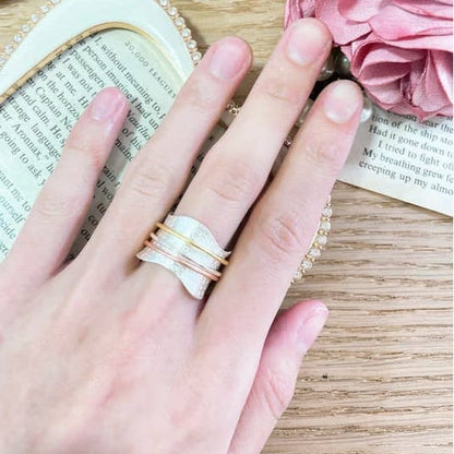 Zoey Simmons Rings Zoey Simmons Hammered Tri-Colored Spinner Ring Zoey Simmons Hammered Tri-Colored Spinner Ring