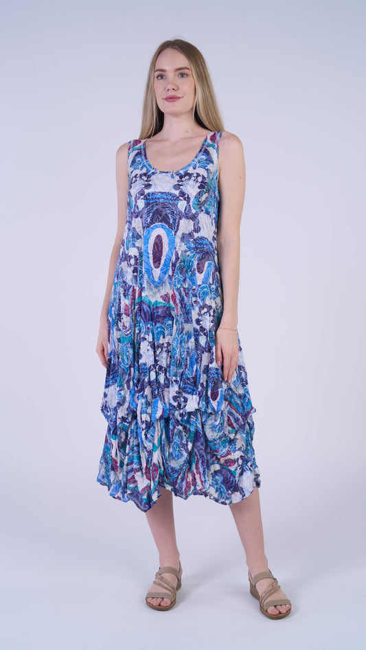 Shana Apparel Long Crinkle Bubble Dress - Multiple Colors