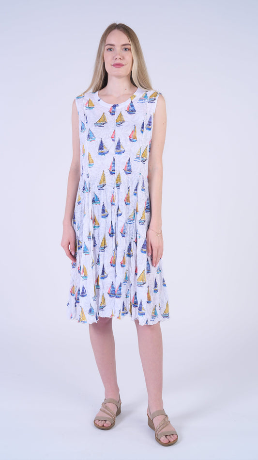 Shana Apparel Crinkle Stitch Detail Tank Dress
