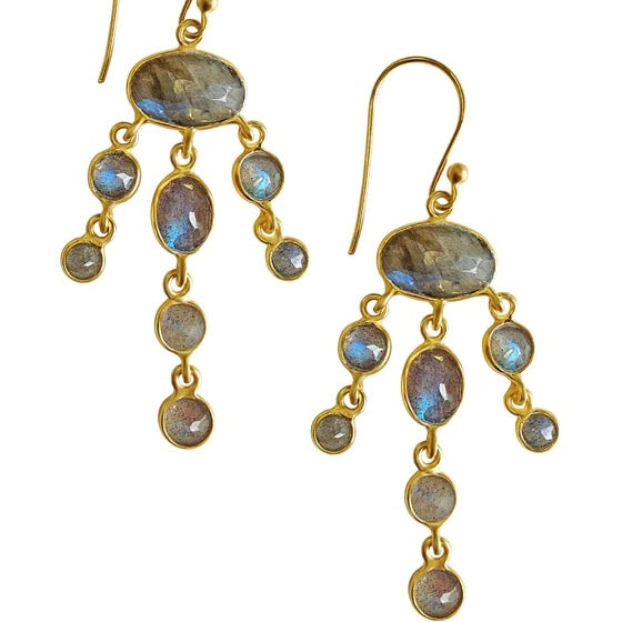 Treisi Jewelry 24k Gold Vermeil Chandelier Drop Earrings - Multiple Stones