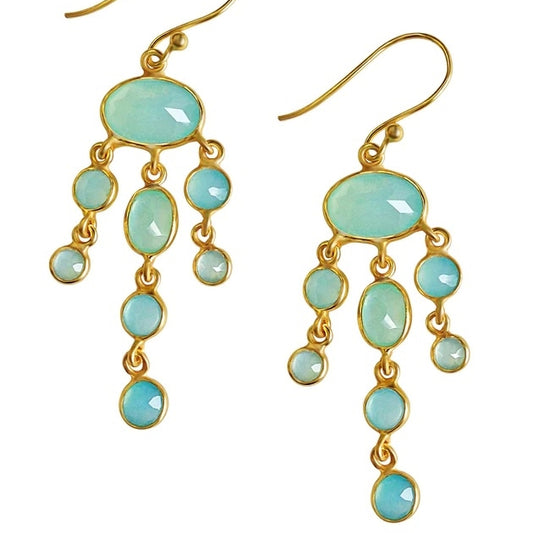 Treisi Jewelry 24k Gold Vermeil Chandelier Drop Earrings - Multiple Stones