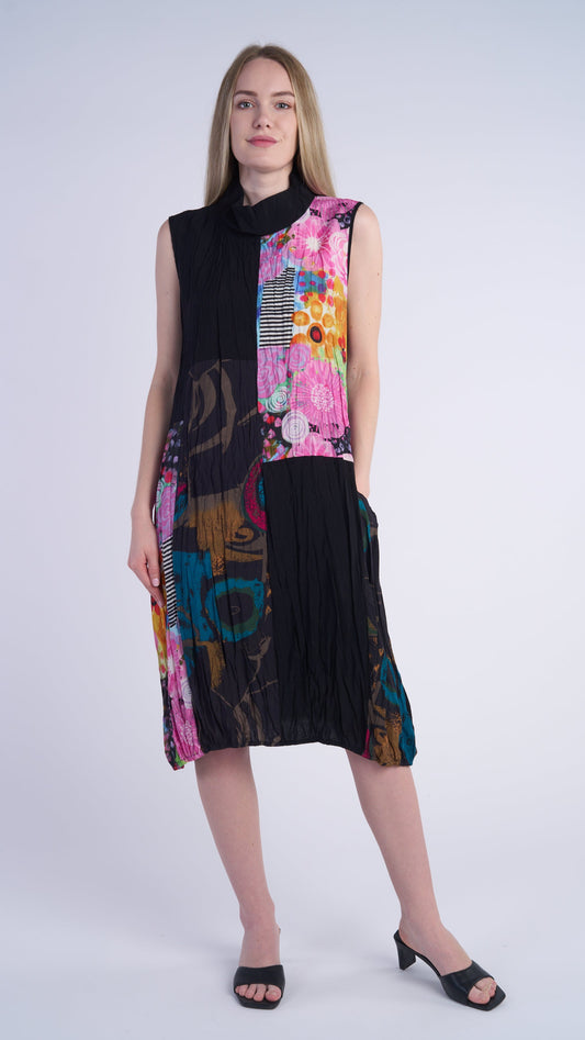 Shana Apparel Crinkle Patch Dress