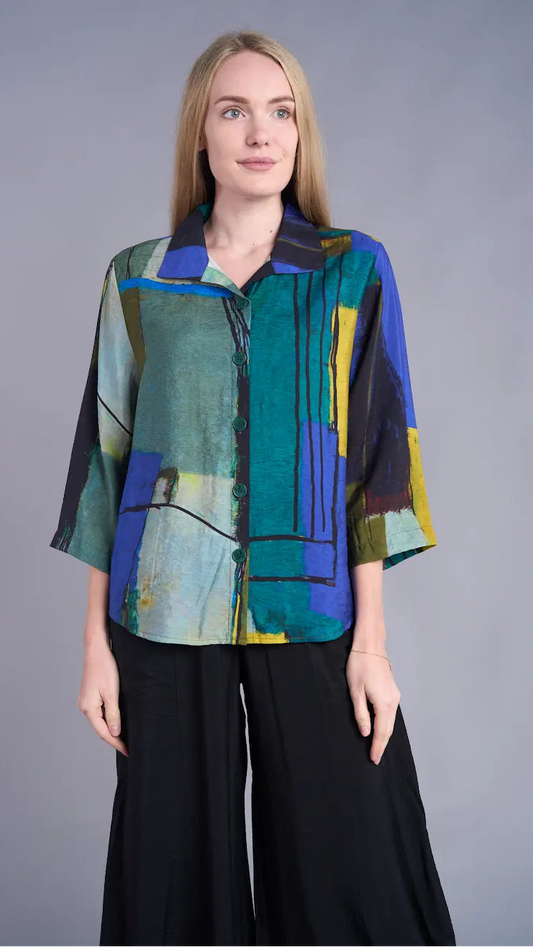Shana Apparel 3 Button Back Pleat Blouse