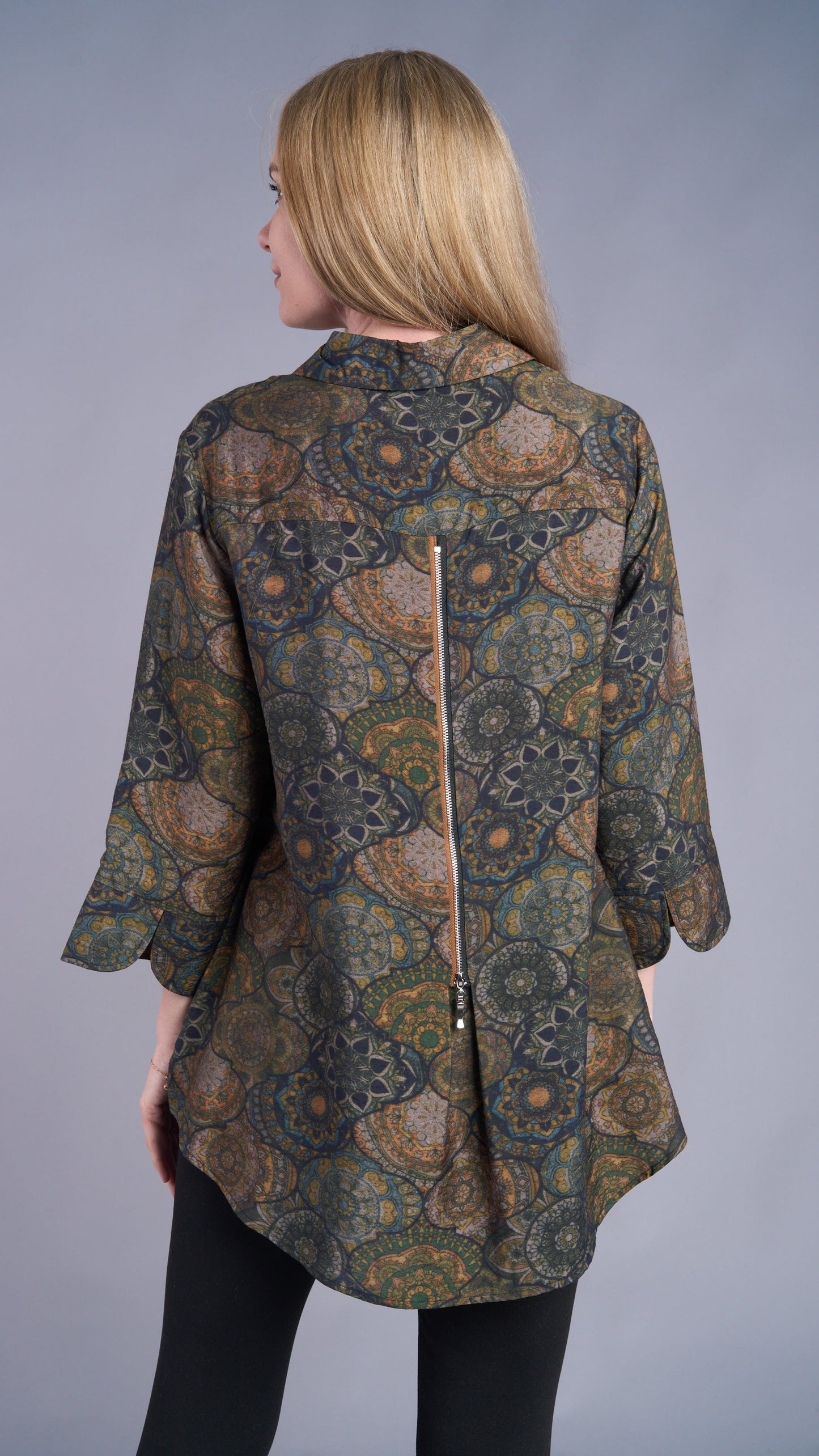 Shana Apparel Back Zip Paisley Tunic