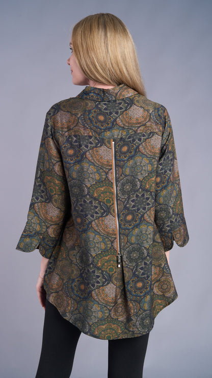 Shana Apparel Back Zip Paisley Tunic