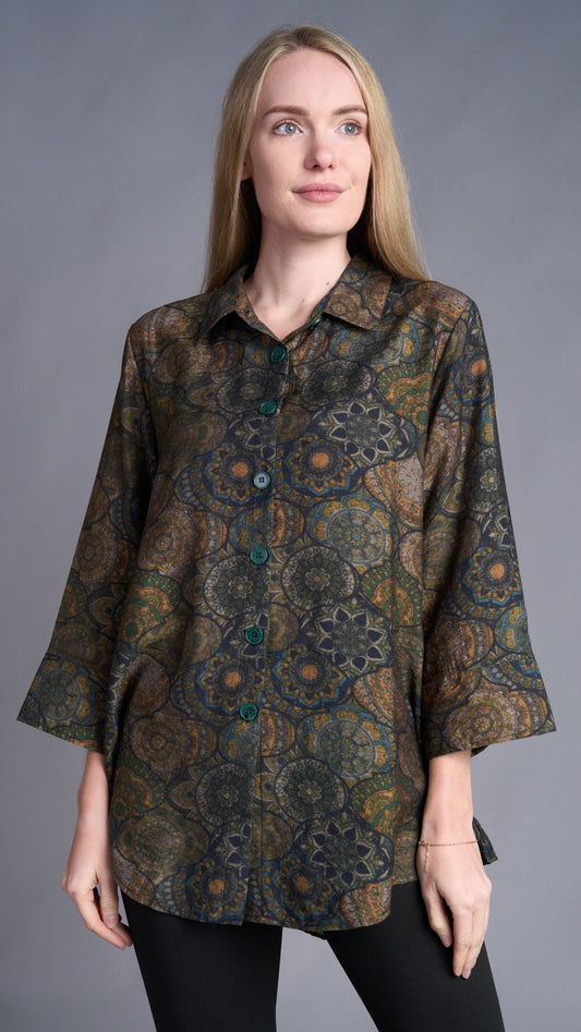 Shana Apparel Back Zip Paisley Tunic