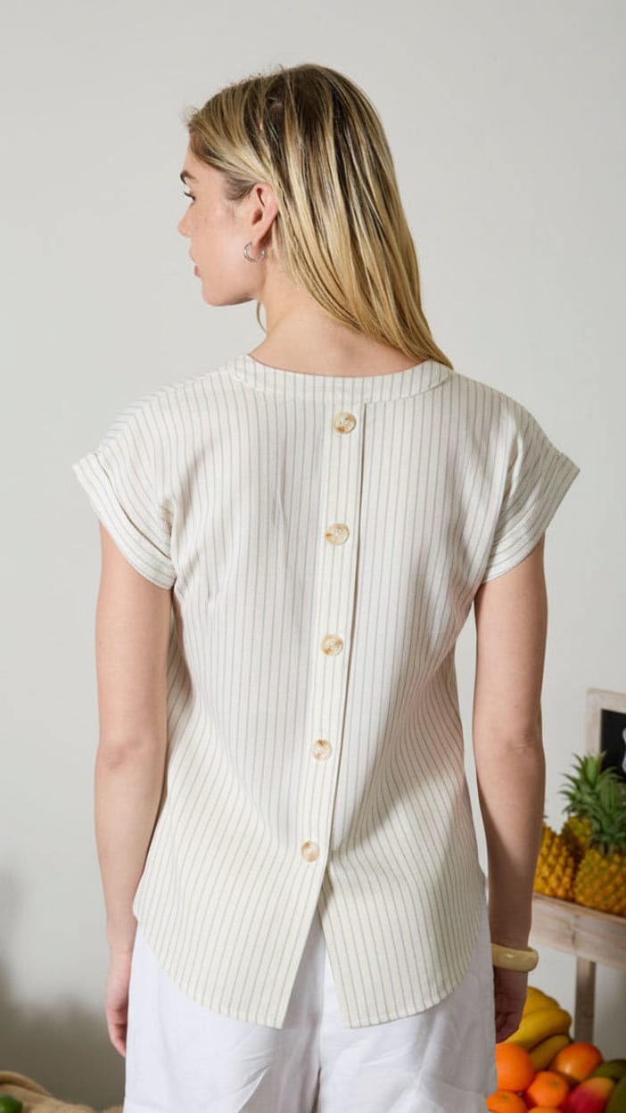 Blu Pepper Tops Split Neck Cuffed Sleeve Top Split Neck Cuffed Sleeve Top