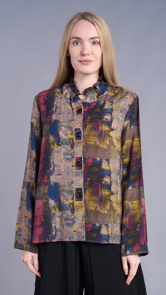 Shana Apparel Ruched Collar Blouse