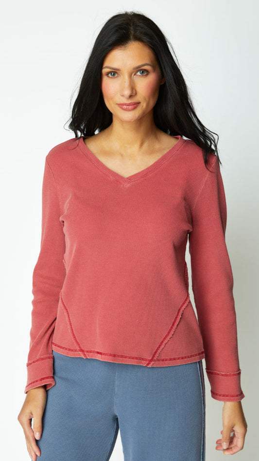 Escape Waffle Knit Wrap Seam Top - Multiple Colors