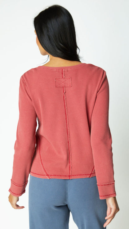 Escape Waffle Knit Wrap Seam Top - Multiple Colors