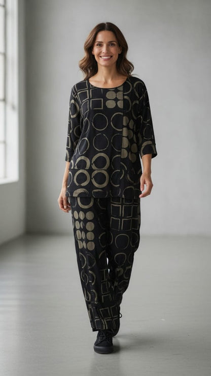 Shana Apparel Pants Shana Apparel Airflow Two Tone Button Detail Pant Shana Apparel Airflow Two Tone Button Detail Pant