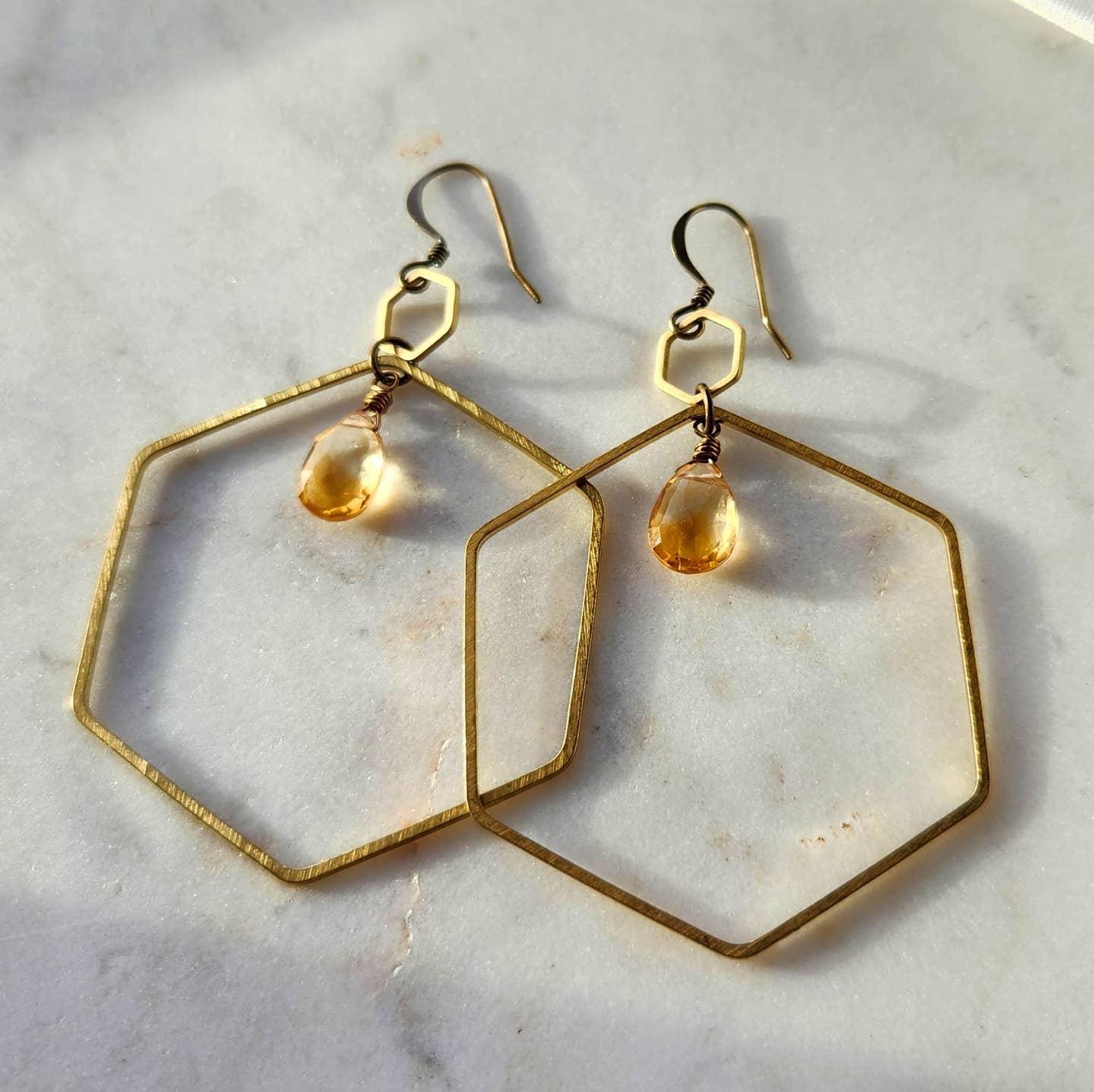 Edgy Petal Earrings Edgy Petal Thin Citrine Hexagon Earrings 64714206 Edgy Petal Thin Citrine Hexagon Earrings