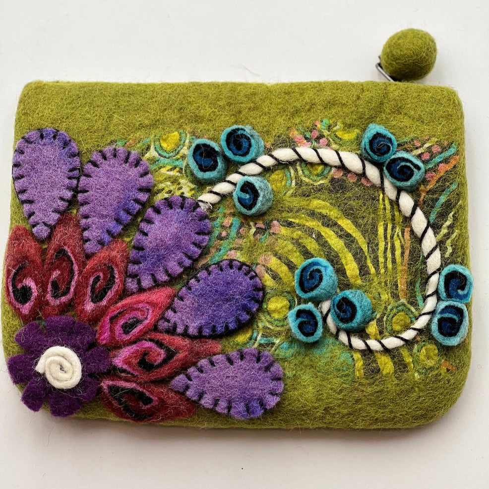 Flower Felted Coin Purse - Multiple Colors