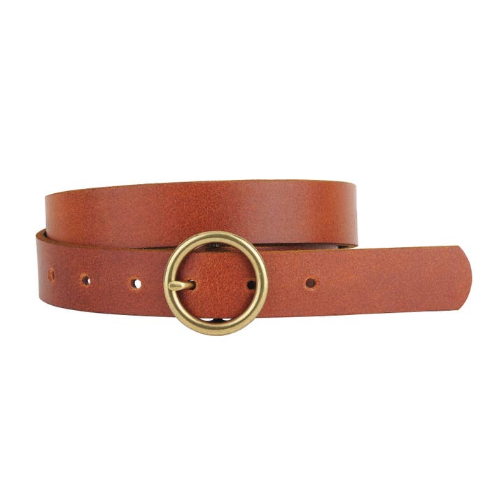 Leather Copper-Toned Buckle Belt - Multiple Colors