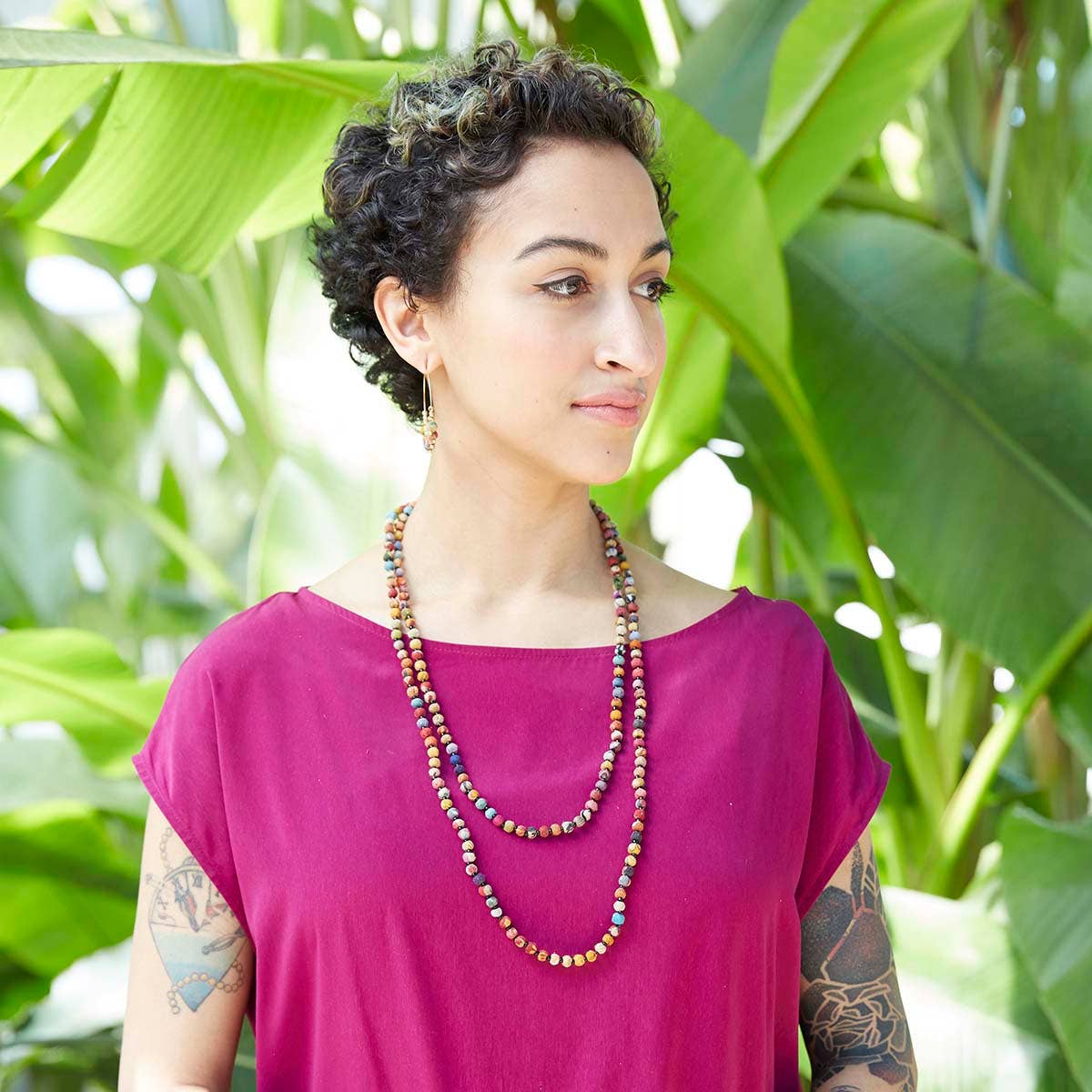 World Finds Necklaces World Finds Kantha Bead Long Necklace 98471134 World Finds Kantha Bead Long Necklace