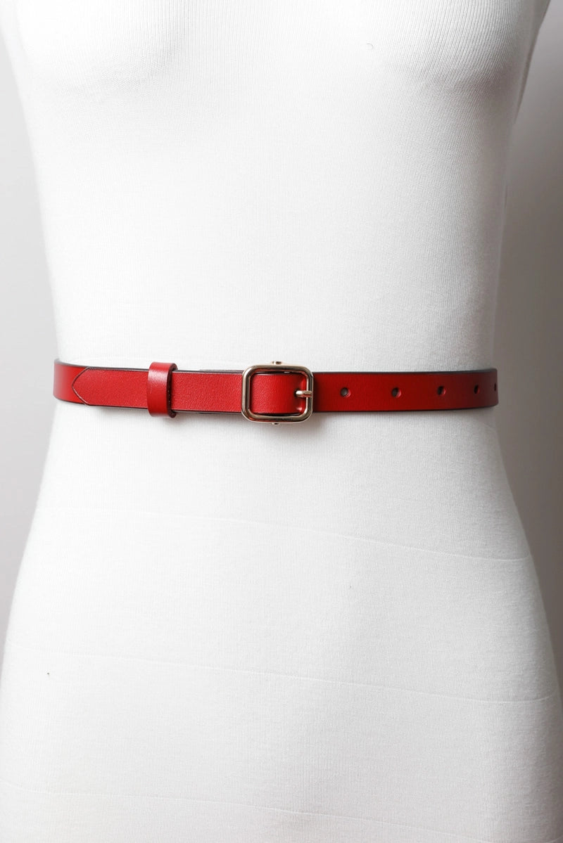 Genuine Leather Skinny Belt
