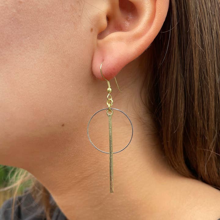 World Finds Bar Hoop Drop Earring