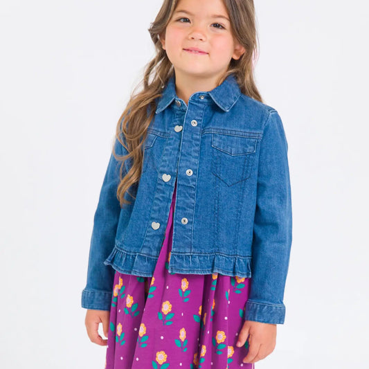 RuffleButts Denim Ruffle Jean Jacket