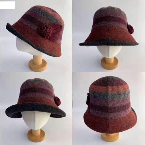 Comfortarians Bungee Bucket Hat with Stitched Flower - Multiple Colors