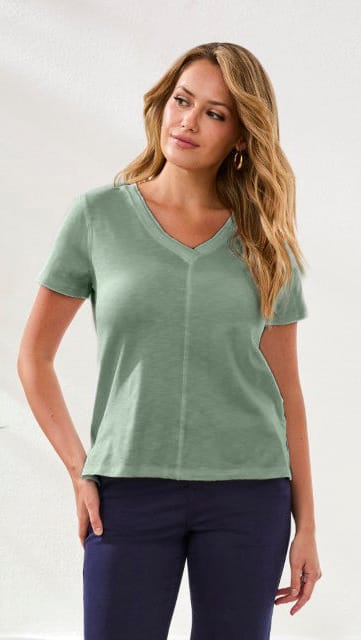 Tribal Tees Tribal Short Sleeve Double Trim Detail Tee - Multiple Colors 56777438 Tribal Short Sleeve Double Trim Detail Tee - Multiple Colors
