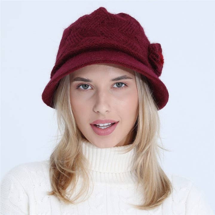 Knitted Flowerpot Fleece Hat - Multiple Colors