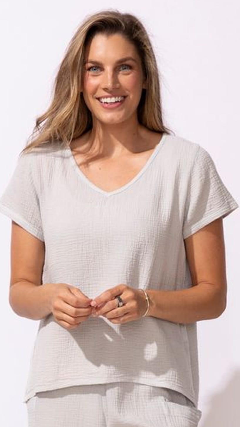 Escape by Habitat Tops Escape Sunkissed Cotton Gauze Retreat V-neck Top - Multiple Colors 65053150 Escape Sunkissed Cotton Gauze Retreat V-neck Top - Multiple Colors